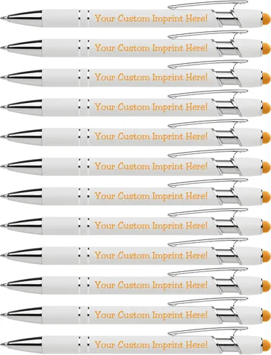 Miniatura 8 de ExpressDesigns™ - Bolígrafos personalizados de alta calidad con lápiz óptico Blanco hermoso Bolígrafos personalizados con nombre impreso