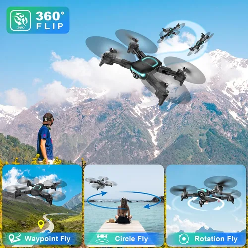 Miniatura 5 de Dron con cámara, dron plegable para principiantes con cámara de 1080P, elevación mejorada, vuelo circular/rotativo/por puntos de referencia