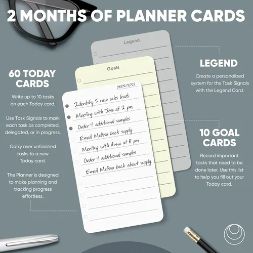 Miniatura 3 de Tarjetas de lista de tareas diarias de productividad sin fecha - 60 tarjetas de lista de tareas, 10 tarjetas de establecimiento de metas - Tarjetas
