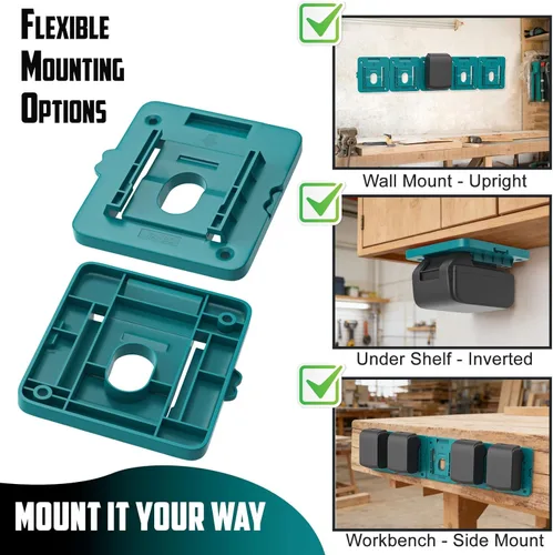 Miniatura 4 de Soporte de montaje de batería compatible para baterías Makita de 18V, colgador de montaje en pared para BL1860 BL1850 BL1840 BL1830, organiza tu