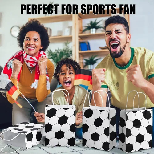 Miniatura 4 de Zonon 24 bolsas de papel para fanáticos del fútbol, bolsas de regalo de fútbol para fanáticos del deporte, golosinas para niños y adultos, fiesta