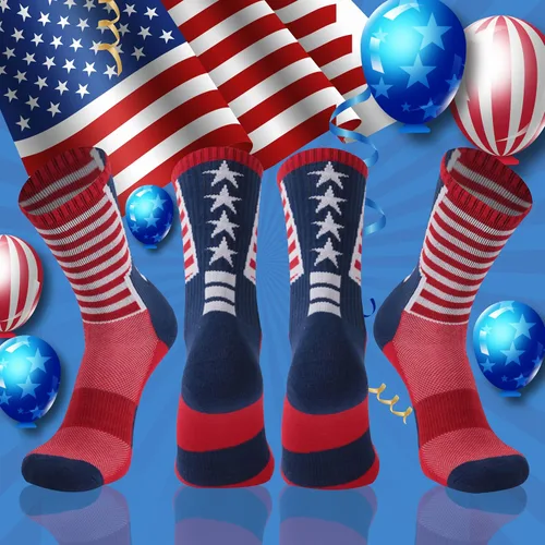 Miniatura 2 de Calcetines de bandera estadounidense Gmark para mujer calcetines de pollo divertidos y locos a rayas tiburón hasta la rodilla y media pantorrilla
