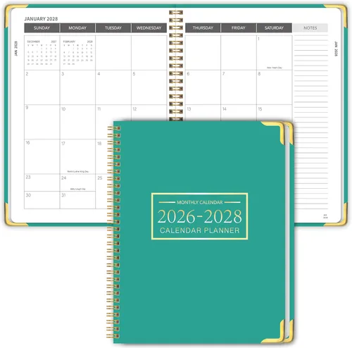 Miniatura 8 de Agenda mensual 2026-2028, calendario 2026-2028 de 36 meses, 8.5 x 11 pulgadas, enero 2026 a diciembre 2028, protectores de esquinas de metal