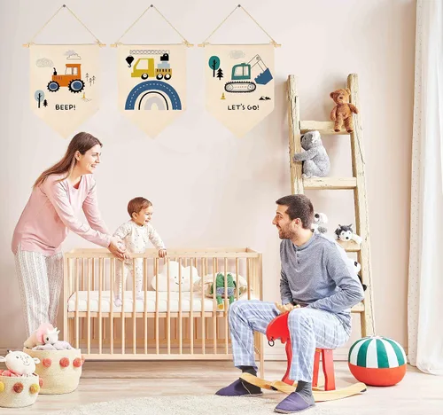 Miniatura 3 de Transporte, construcción, construcción de vehículos, decoración de guardería, decoración de bandera para bebés, niños, recién nacidos, banderines