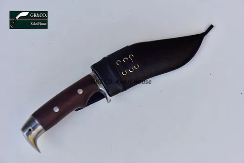 Miniatura 8 de GK&CO. Kukri House Auténtico Kukri/Khukuri hoja de 5 pulgadas dragón águila americana Kukri-mango de madera de espiga completa, funda de cuero