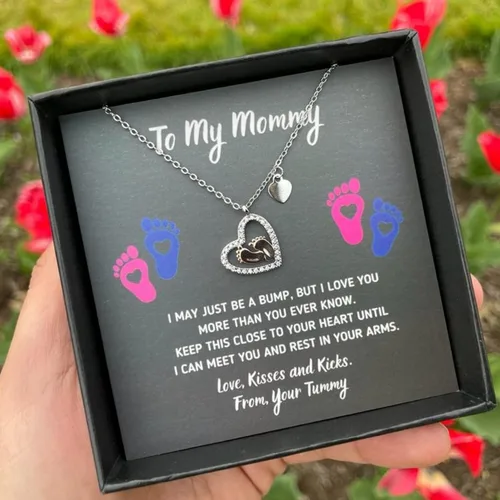 Miniatura 3 de Collar de joyería de pies de bebé, regalos para mamá por primera vez, collar para mamá a mi mamá, regalos para mujeres embarazadas, mamá futura ser