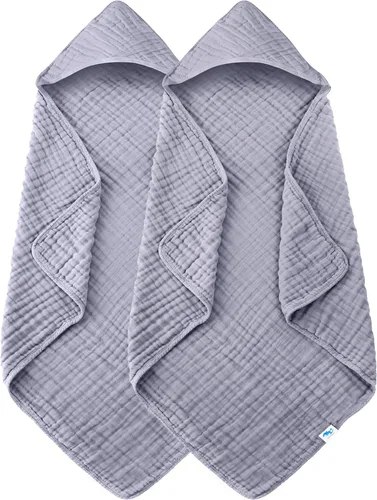 Miniatura 26 de SWEET DOLPHIN - Paquete de 2 toallas de baño de muselina para bebés y niños pequeños, manta 100% algodón, 40 x 40 pulgadas, altamente absorbentes