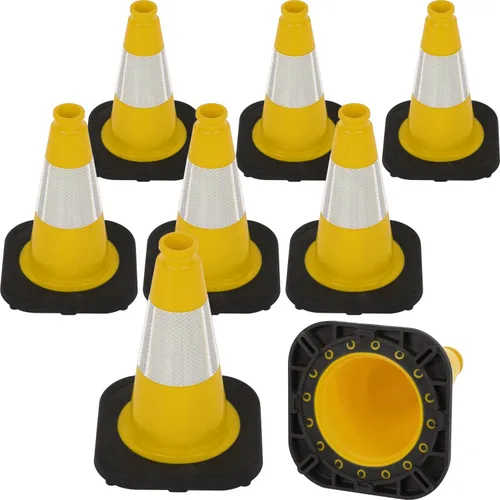 Miniatura 13 de Conos de Tráfico de PVC Naranja/Verde Fluorescente, Cono de Estacionamiento con Base Negra Pesada Estructuralmente Estable Resistente a