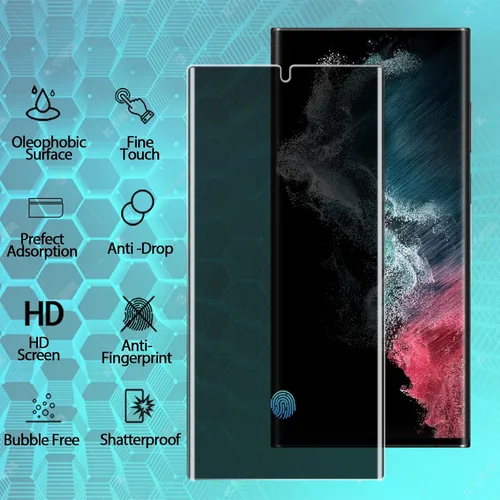 Miniatura 3 de 2 protectores de pantalla de TPU de privacidad (no vidrio templado) para Samsung Galaxy S22 Ultra 5G + 2 protectores de lente de cámara, película