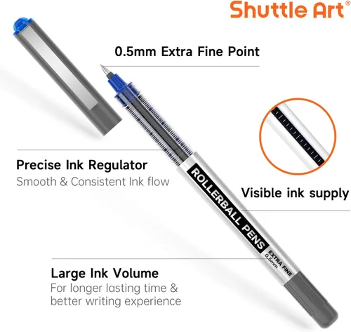 Miniatura 2 de Paquete de 50 bolígrafos Shuttle Art de punta fina, 0.02 pulgadas, con tinta líquida, para escritura diaria, tomar notas, escuela y oficina
