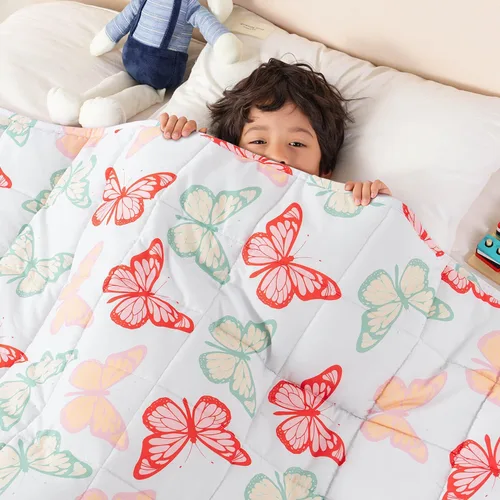 Miniatura 14 de Sivio Manta con peso de 5 libras, manta de regazo con peso de dinosaurio azul, manta transpirable pesada para dormir, lavable, 36 x 48 pulgadas