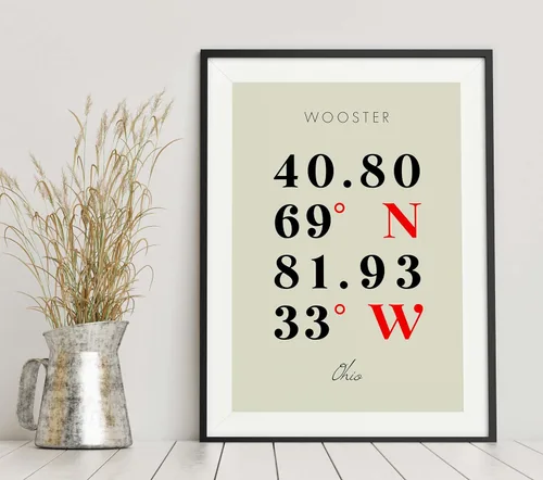 Miniatura 6 de Mapa de Wooster, Ohio, Coordenadas Multilíneas de Colores (8x10)