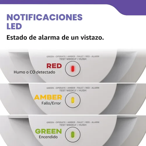 Miniatura 8 de Kidde Detector de humo y monóxido de carbono, funciona con batería de 10 años, indicadores de luz de advertencia LED, 30CUD10