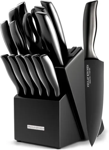 Miniatura 7 de Zulay - Juego de cuchillos de cocina de acero inoxidable de 15 piezas con afilador integrado, cuchillos ultra afilados y resistentes al óxido