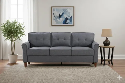 Miniatura 18 de Container Furniture Direct Kouchouk - Muebles de sala de estar de terciopelo cómodos de tres plazas, sofá moderno de mediados de siglo, sofá biplaza