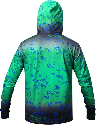 Miniatura 2 de Sudadera con capucha de pesca de alto rendimiento, UPF 50, manga larga, secado rápido, ajuste holgado, patrón de decoloración