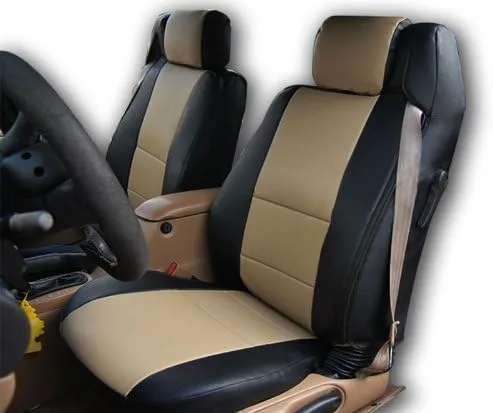 Miniatura 2 de Iggee Chrysler Sebring 1996 ~ 2000 convertible de cuero artificial Exact Original Fit 2 fundas de asiento delantero – asientos laterales del Beige