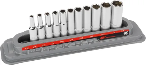Miniatura 9 de Ingersoll Rand - Juego de llaves de vaso SAE poco profundas de 11 piezas de 1/4 de pulgada, 6 puntos, tamaño: 5/32–9/16 pulgadas, acero al cromo