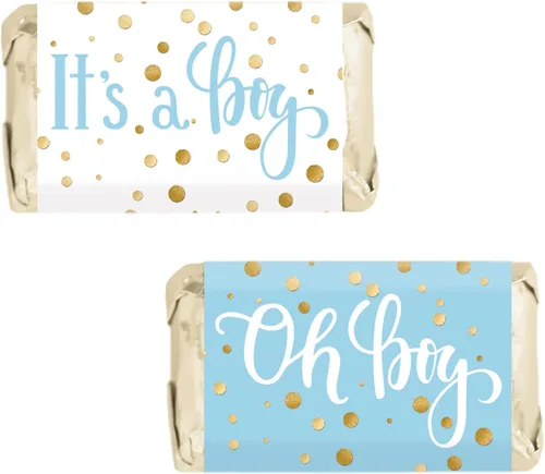 Mini envoltorios de barra de caramelo con texto en inglés "It's a Boy" con texto en inglés "It's a Boy" (45 calcoman