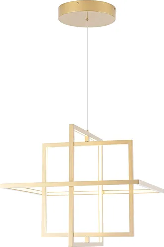 Miniatura 11 de Candelabro LED moderno – Lámpara colgante cuadrada, estilo contemporáneo, regulable para sala, comedor, dormitorio, cocina, sala de estudio, 65 W