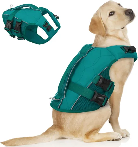 Miniatura 13 de ASENKU Chaleco salvavidas para perros, chaleco de natación para perros de alta flotación con asas de rescate para perros pequeños, medianos