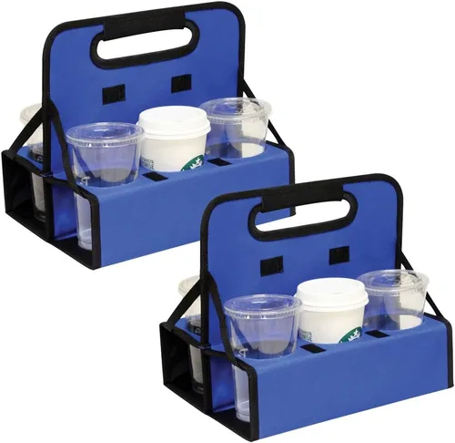 Miniatura 6 de Preferred Nation Portavasos reutilizable (juego de 2), capacidad para 6 tazas o latas de café de soda, marco resistente y base sólida, plegable