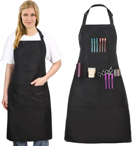 Miniatura 10 de Noverlife Hair Stylist Apron with 4 Pockets, Hair Resistant 34 Inch Long Hairdresser Aprons w/Adjustable Strap for Salon