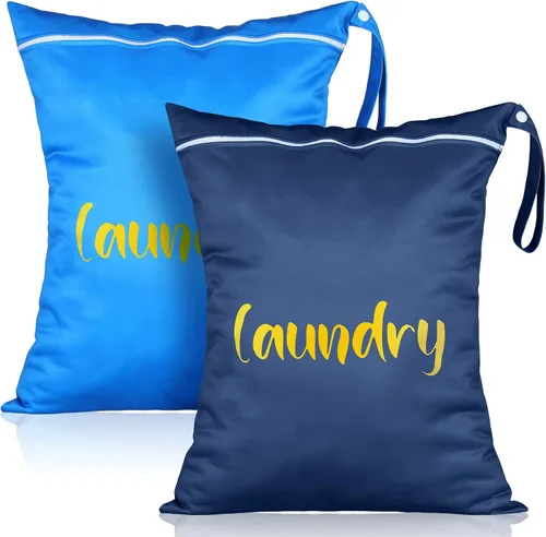 Shappy 2 piezas de bolsa grande de lavandería de viaje, lavable, impermeable, bolsa grande de ropa sucia húmeda y seca, para baño y ejercicio