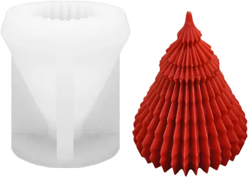 Molde grande de vela de silicona para árbol de Navidad, molde en forma de cono en espiral 3D, árbol de Navidad plegable para hacer velas, moldes