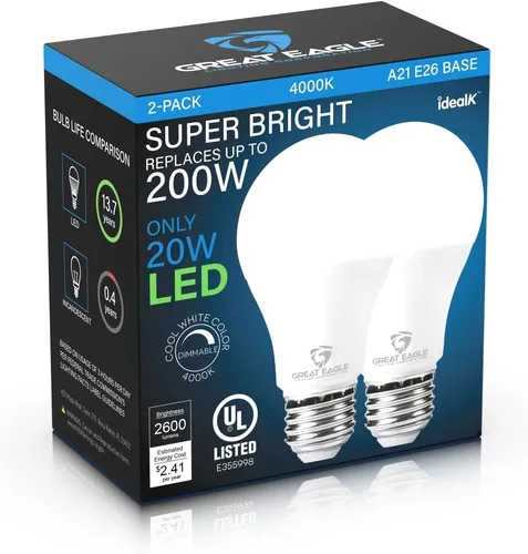 Miniatura 3 de Great Eagle - Bombilla LED A21 de 200 W, intensidad regulable , 2DA21ED2340A