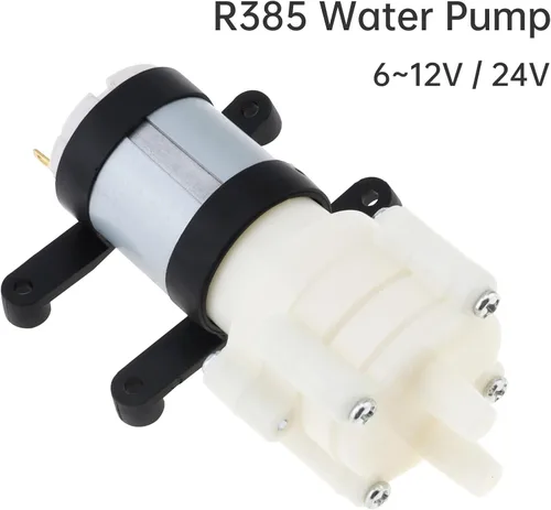 Miniatura 7 de Mini bomba de agua DC 24V diafragma bomba autocebante para acuarios tanque de peces/máquina de té, bombas de agua R385 con soporte de PVC (24V)