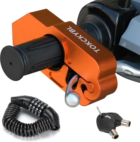Miniatura 9 de Cerradura de motocicleta, casco antirrobo, bloqueo de freno y manillar, universal para motocicletas, cuatrimotos, motos de cross, ciclomotores, Negro