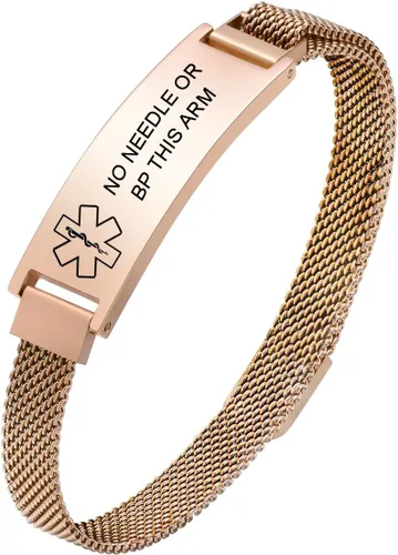 Miniatura 42 de VNOX Pulsera de identificación de alerta médica para hombres y mujeres, pulseras de alerta médica con grabado personalizado para mujeres y hombres