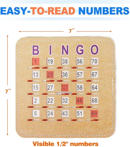 Miniatura 2 de GSE Games & Sports Expert Tarjetas de bingo con obturador cosido de 5 capas, tarjetas de bingo deslizantes con punta de dedo, cartón de bingo