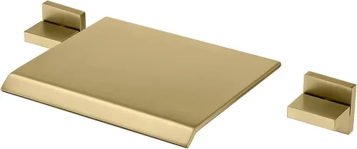 SUMERAIN Grifo de bañera de cascada para montaje en pared con válvula, grifo de bañera cubierto en oro cepillado, llenador de bañera de 3 orificios,