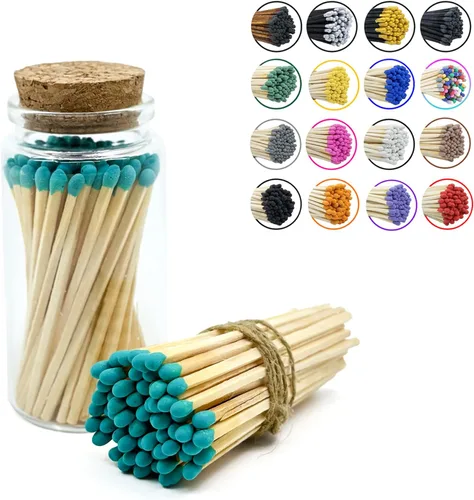 Miniatura 24 de Chandler Studio Fósforos en un frasco Más de 60 cerillas Fósforos decorativos con almohadilla de encendido Encendedor de velas largo