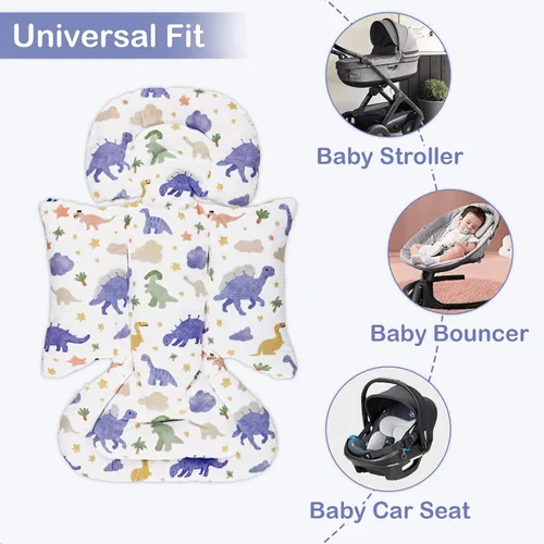 Miniatura 7 de Inserto de asiento de automóvil infantil con 3 fundas de correa, soporte de cabeza de asiento de automóvil suave para niñas bebés, tela de felpa