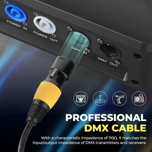 Miniatura 2 de Cable DMX de 10 pies, paquete de 6 cables flexibles XLR chapados en oro de 3 pines macho a hembra, compatible con micrófono, luz de escenario