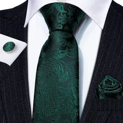 Miniatura 30 de Barry.Wang - Juego de corbata de seda para hombre, diseño de cachemira, pañuelo y gemelos de bolsillo