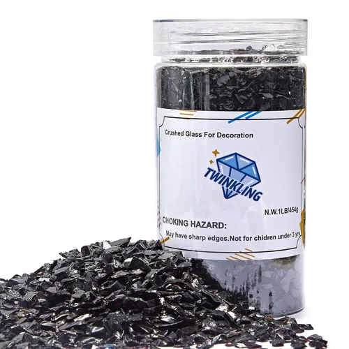 Miniatura 17 de TWINKLING Grava de vidrio de alto brillo con destellos, vidrio roto, chips de gemas de fuego, vidrio triturado para chimenea, manualidades