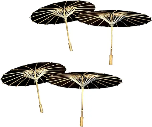 Miniatura 15 de TJ Global Paquete de 4 paraguas de 22 pulgadas para niños chinos japoneses para bodas, fotografías, disfraces, cosplay, decoración y otros eventos