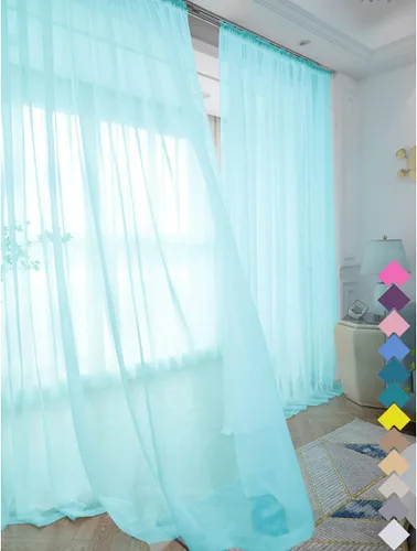 Miniatura 20 de L&TEC Cortinas traslúcidas para la ventana de color beige, 2 paneles de 48x45 pulgadas, con bolsillo básico para la barra de la cortina