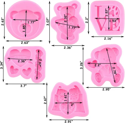 Miniatura 3 de ZiXiang Moldes de fondant para el día de San Valentín, moldes de silicona para pastel de fondant de boda, de oso, corazón, letra de amor, caramelo
