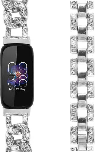 Miniatura 3 de Correas delgadas compatibles con Fitbit Inspire 3 Smartwatch, pulsera elegante de diamantes de imitación de repuesto para Inspire 3 pulseras, oro