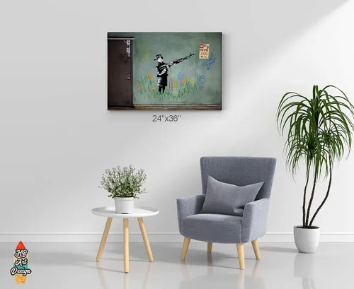 Miniatura 4 de HB Art Design Banksy Wall Art Canvas Print Child Soldier Bearing a Machine Gun from Los Angeles Artwork Living Room Dorm Room Office Wall Art Home