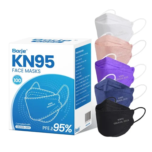 Miniatura 27 de Borje Mascarillas KN95, paquete de 50, transpirables, cómodas y desechables, mascarillas KN95 para adultos Azul polvoriento = 50