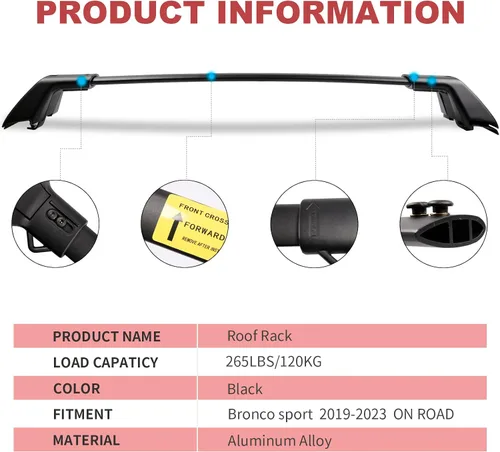 Miniatura 7 de KINGGERI Barras transversales de techo de 265 libras para Ford Bronco Sport Base (en carretera) 2021-2025 y Bigbend 2021-2025 y Outer Banks 2021