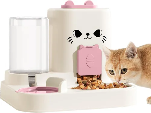 Miniatura 8 de Alimentador automático para mascotas de 1.6 L y dispensador de agua de 0.6 L, dispensador automático de alimentos y agua para gatos, alimentador por