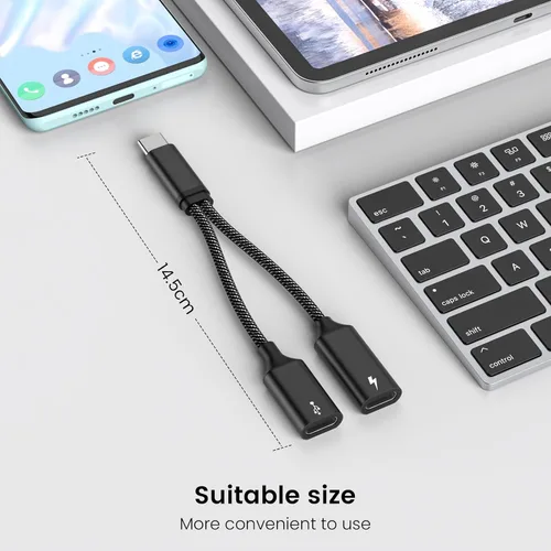 Miniatura 6 de MOGOOD Cable divisor USB C de 60 W, 2 en 1 USB-C macho a doble USB-C hembra, carga mientras usas auriculares, SSD, DAC o controlador, para Steam