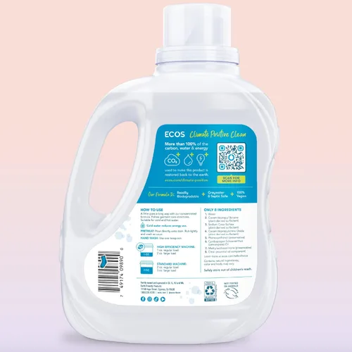 Miniatura 2 de ECOS Detergente líquido hipoalergénico Detergente de la lavandería Cargas no tóxicas, lemongrass, 100 fl oz (paquete de 2)